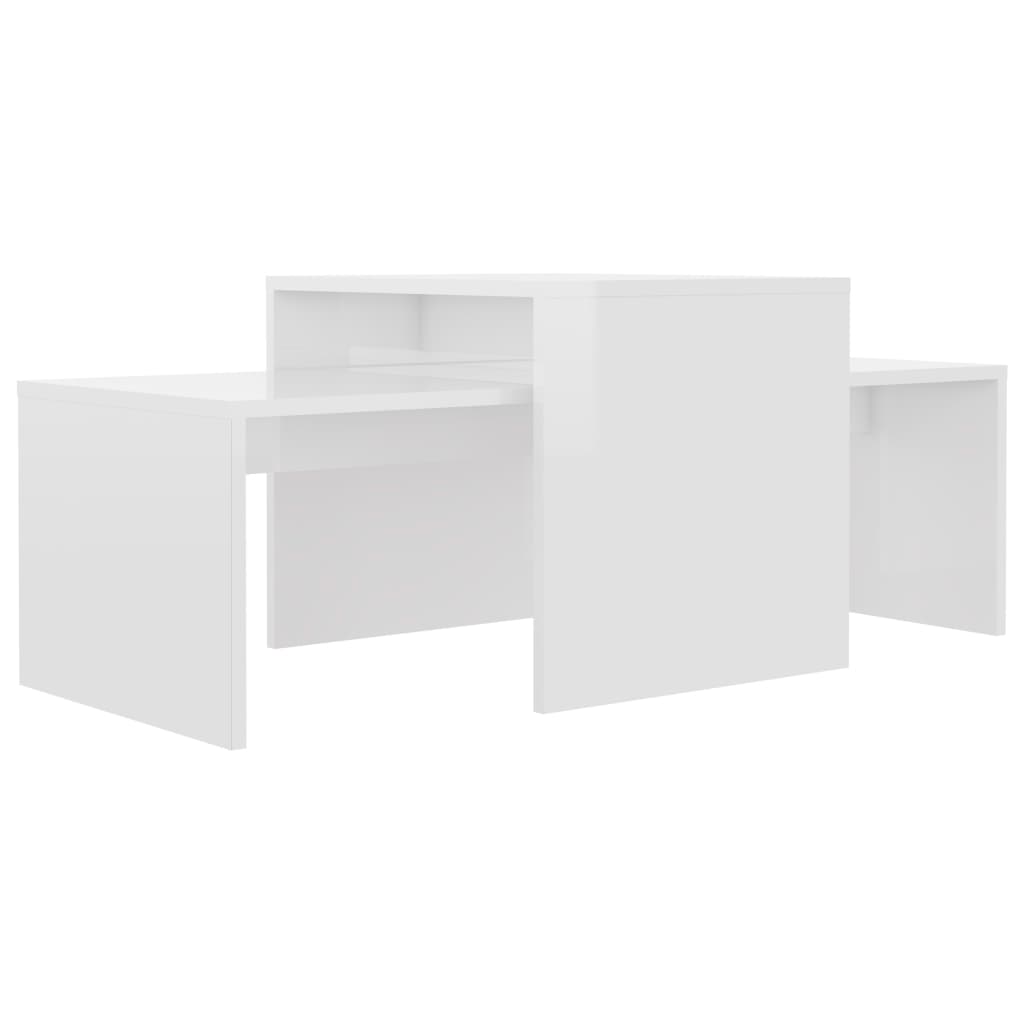 2pcs mesas de centro, mesas baixas 100x48x40cm contrapla. branco brilhante