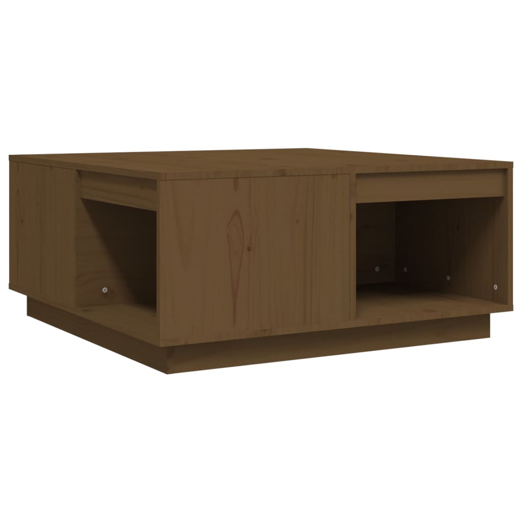 Mesa de centro, mesa baixa, 80x81x36,5 cm madeira pinho maciça castanho mel