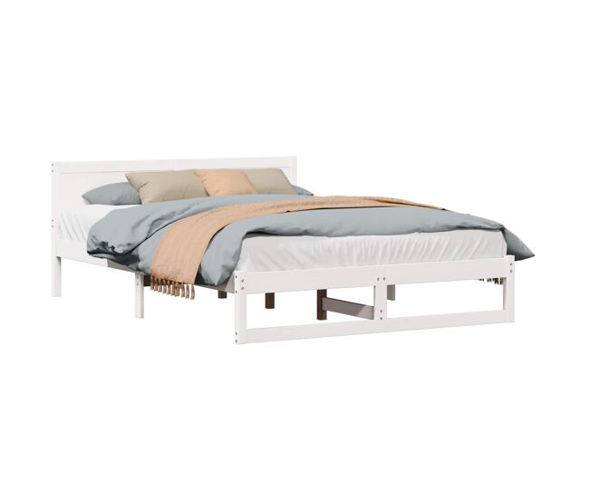 Estrutura da cama de casal simple com cabeceira branco 150 x 200 cm