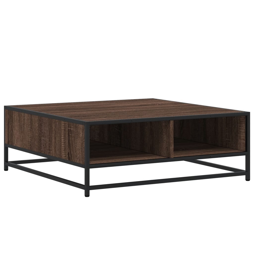 Mesa de centro, mesa baixa, 80x80x30 cm deriv. madeira/metal carvalho castanho