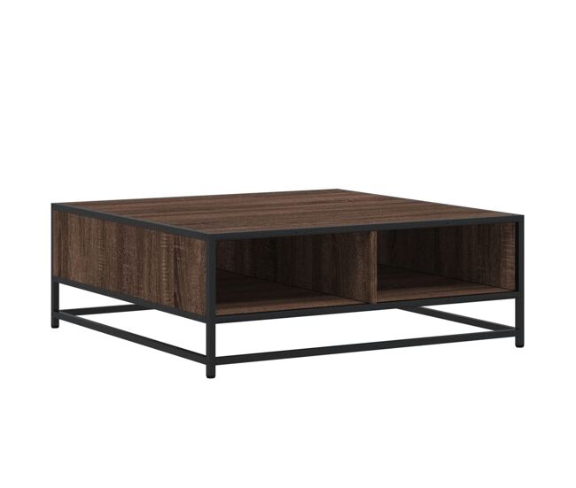 Mesa de centro, mesa baixa, 80x80x30 cm deriv. madeira/metal carvalho castanho