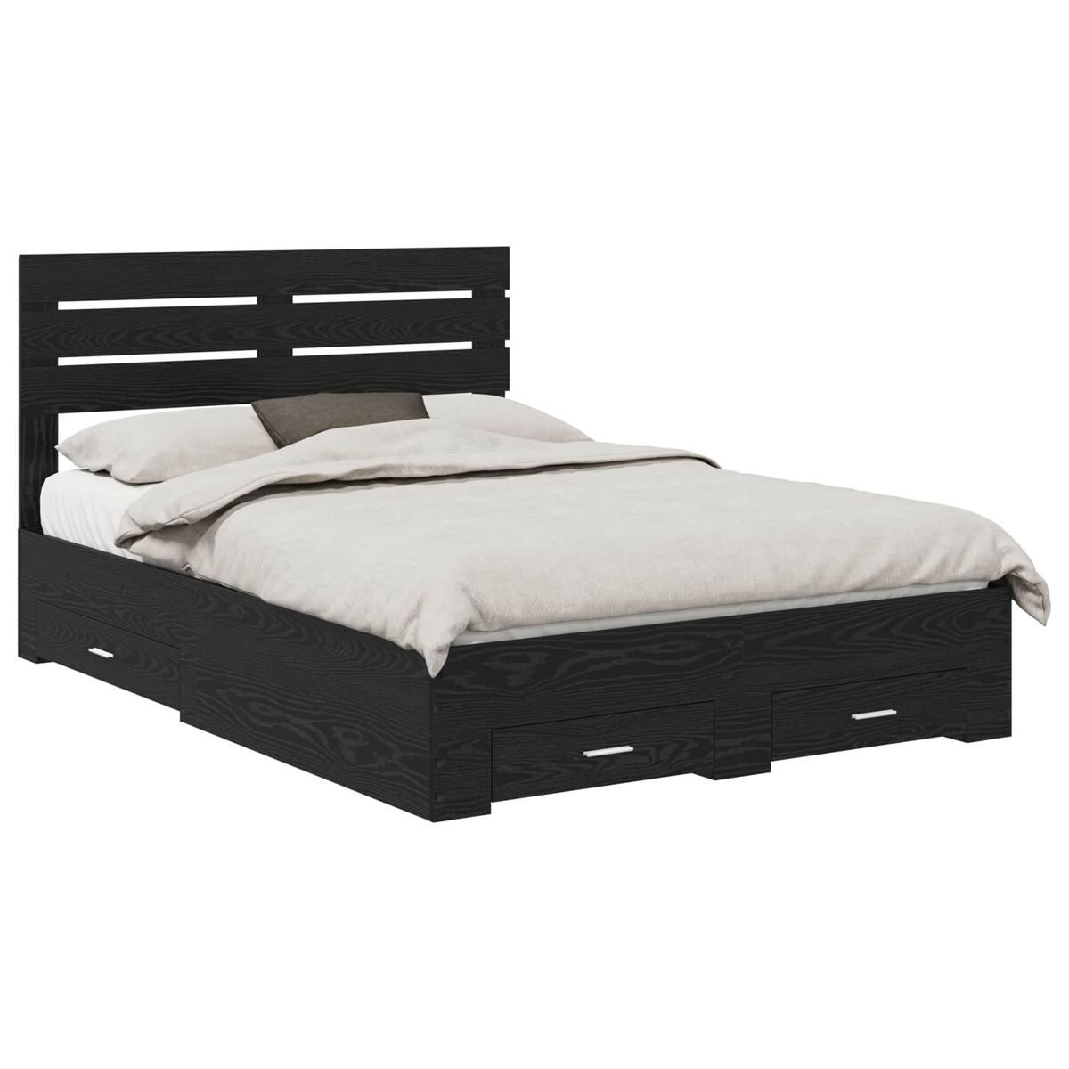 Estrutura da cama de casal moderno para adultos com gaveta com cabeceira madeira processada