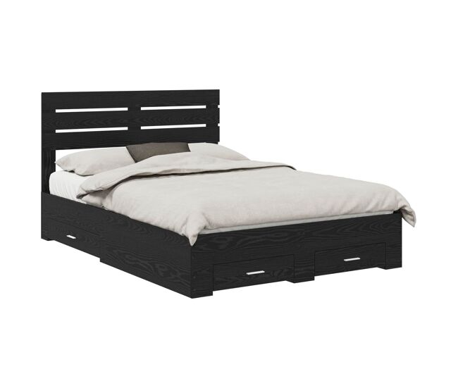 Estrutura da cama de casal moderno para adultos com gaveta com cabeceira madeira processada