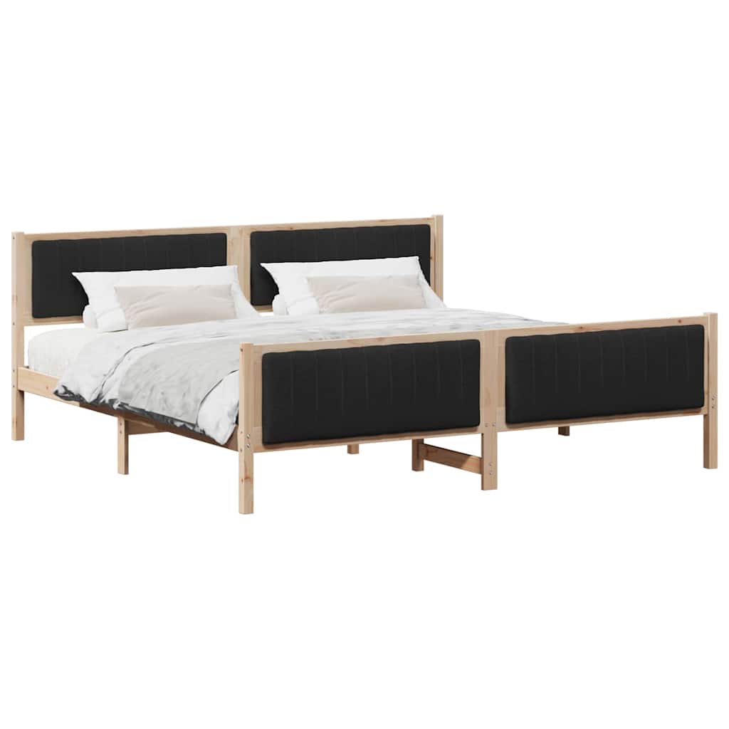 Estrutura da cama de casal simple com cabeceira castanho e preto 200 x 200 cm