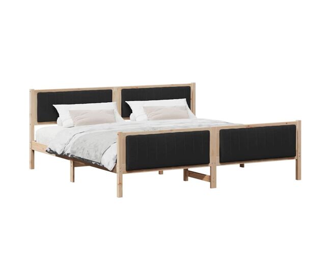 Estrutura da cama de casal simple com cabeceira castanho e preto 200 x 200 cm