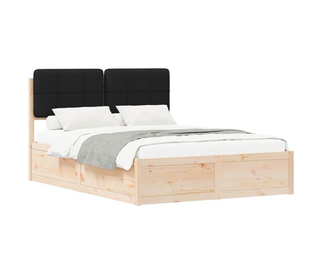 Estrutura de cama de casal moderno com cabeceira estofada preto 150 x 200 cm
