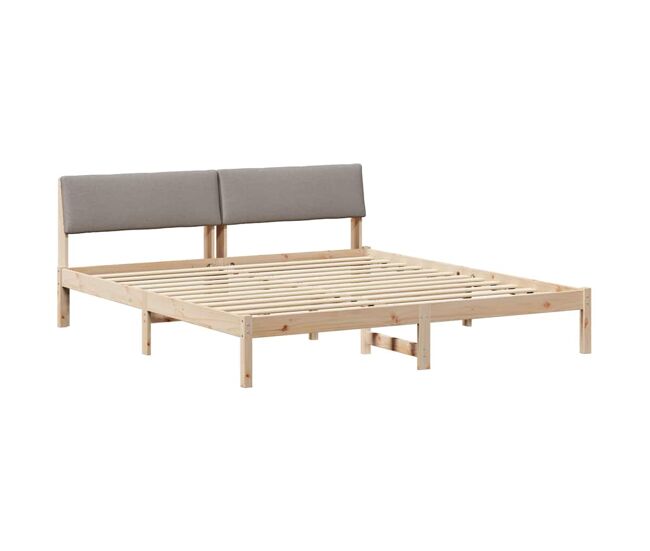 Estrutura de cama de casal com cabeceira - marrom e taupe 180 x 200 cm