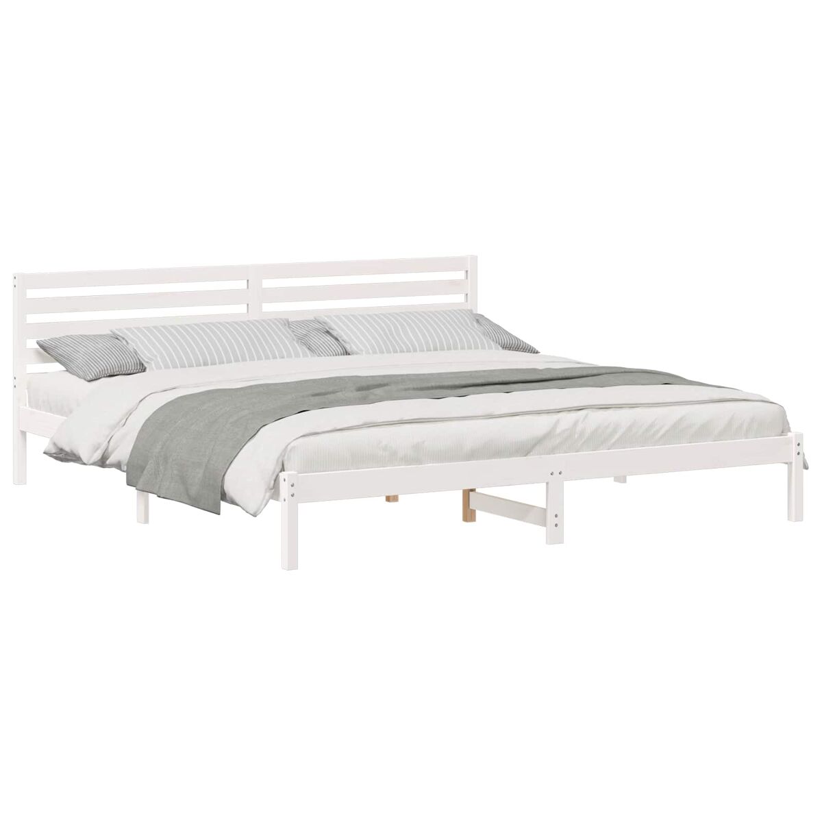 Estrutura da cama de casal simple com cabeceira branco 180 x 210 cm
