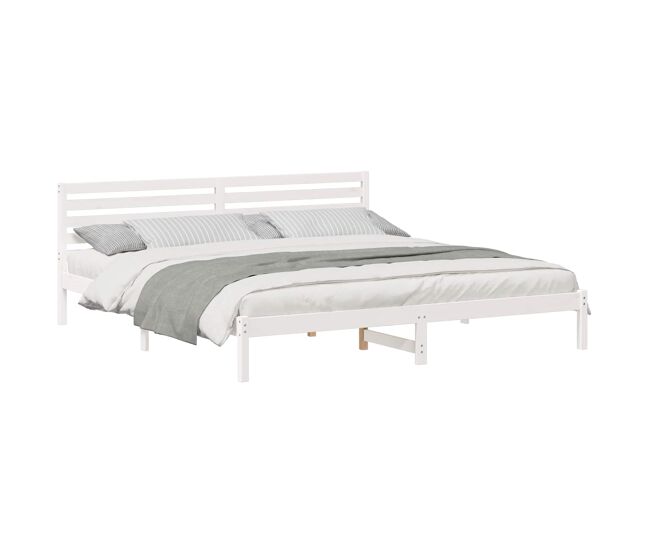 Estrutura da cama de casal simple com cabeceira branco 180 x 210 cm