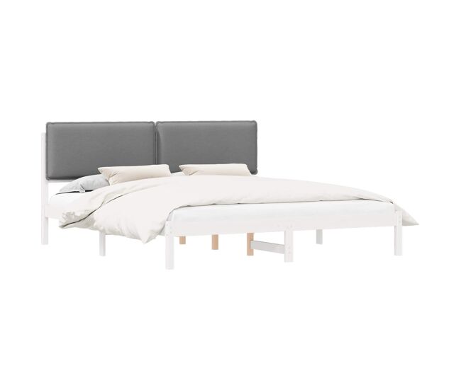 Estrutura de cama de casal moderno com cabeceira estofada cinzento-claro