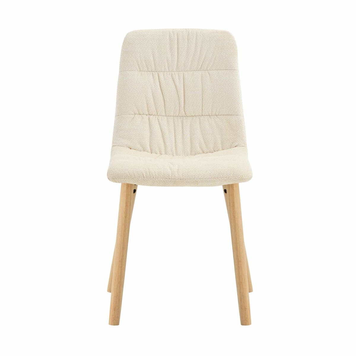 Conjunto de 2 cadeiras de jantar de 88 cm - estofadas em tecido plissado, pernas em madeira maciça, estilo nórdico moderno - branco e madeira