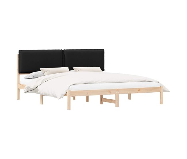 Estrutura de cama de casal moderno com cabeceira estofada preto 180 x 200 cm
