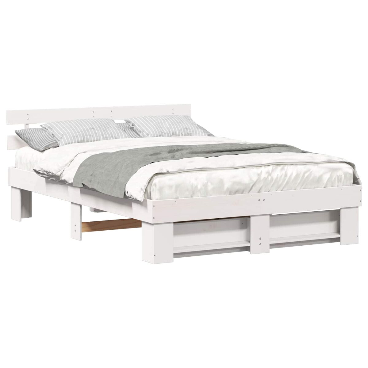 Estrutura da cama de casal simple com cabeceira branco 140 x 200 cm