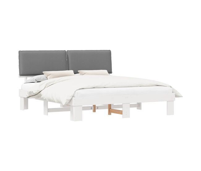 Estrutura de cama de casal moderno com cabeceira estofada cinzento-claro