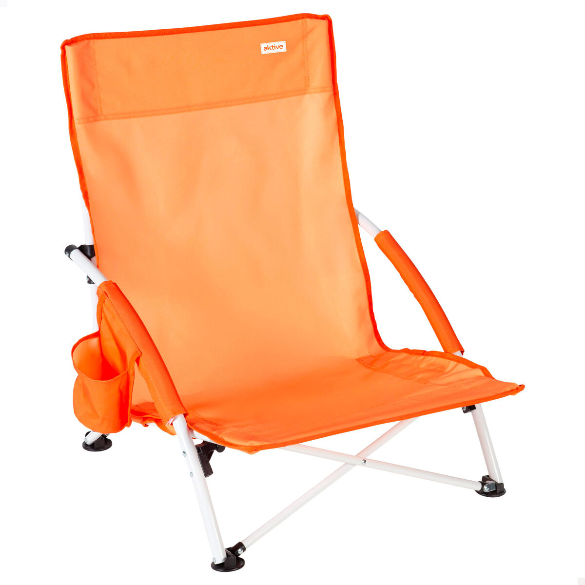 Aktive beach cadeira de praia dobrável com bolso lateral laranja 50x49x66 cm