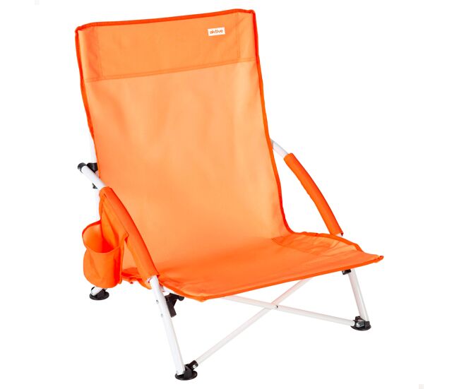 Aktive beach cadeira de praia dobrável com bolso lateral laranja 50x49x66 cm
