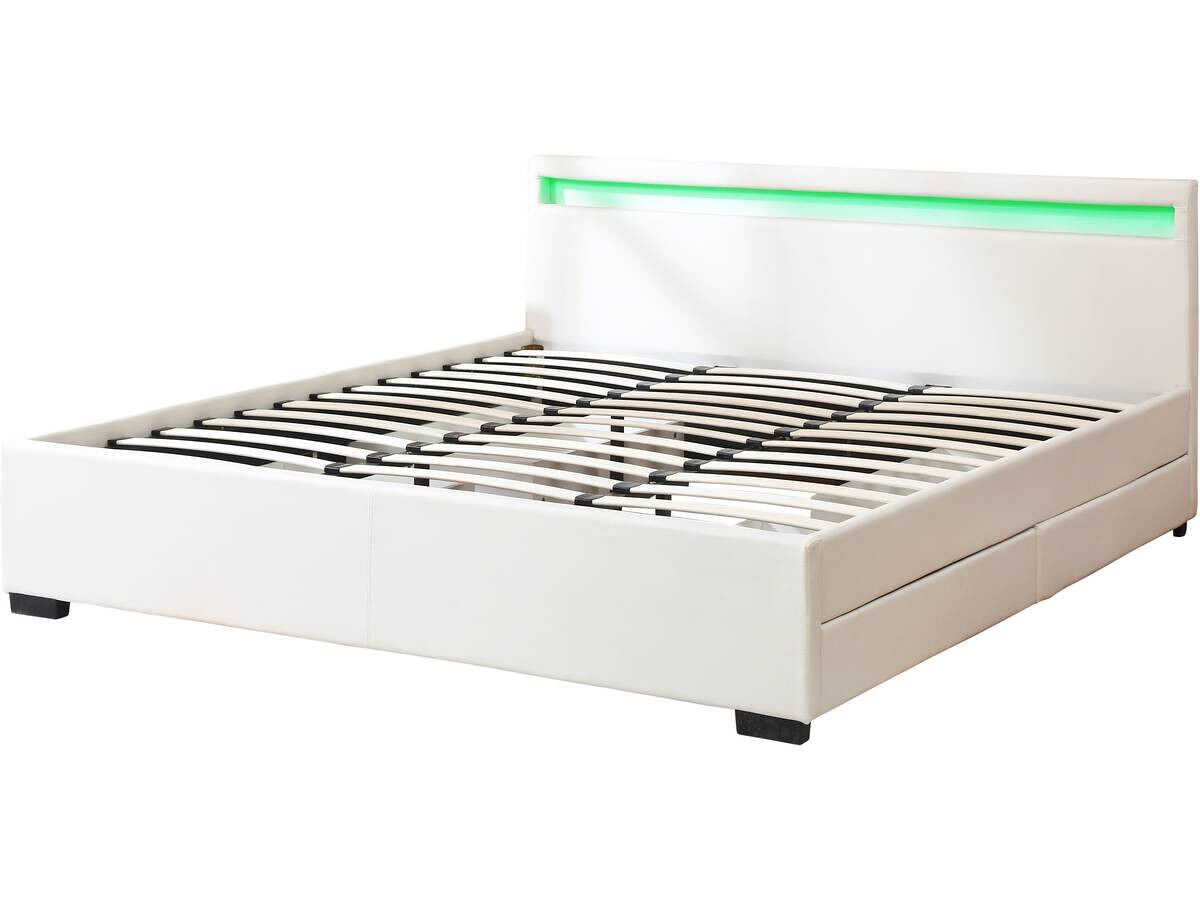 Cama dupla led com 4 gavetas "nico" - 180 x 200 cm - blanche