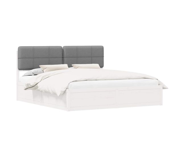 Estrutura de cama de casal moderno com cabeceira estofada cinzento-claro