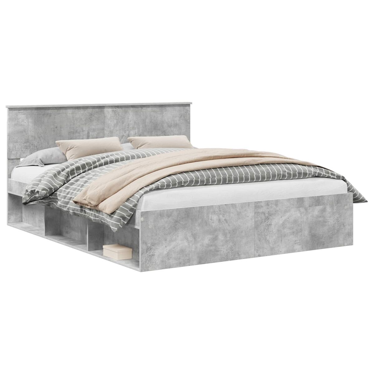 Estrutura de cama de casal para adultos com cabeceira concreto 160 x 200 cm
