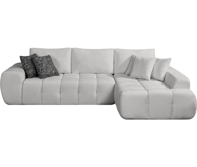 Sofá de canto direito em tecido, estilo , modelo - 4 lugares - gris