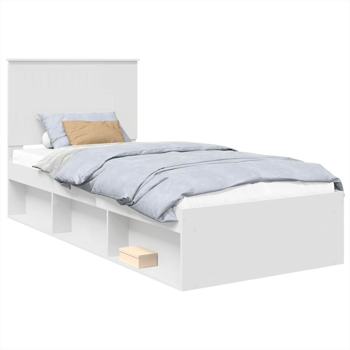 Estrutura de cama de solteiro para adultos - branco 90 x 200 cm madeira de pinheiro sólida