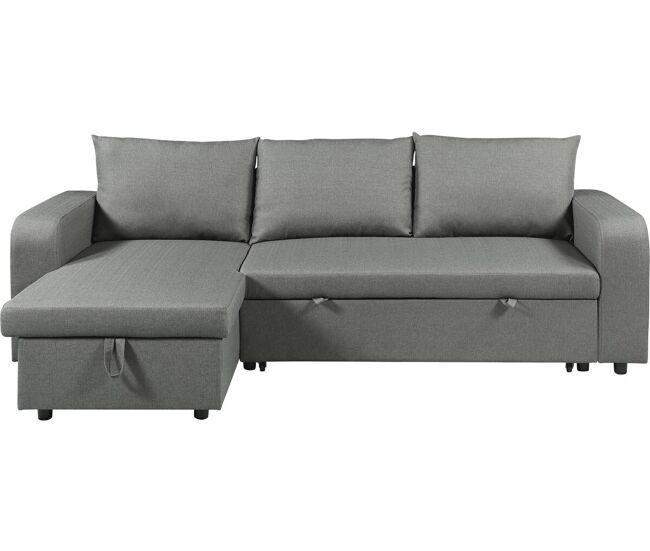 Canapé d'angle réversible/convertible en tissu 'Victor' - 3 places - gris