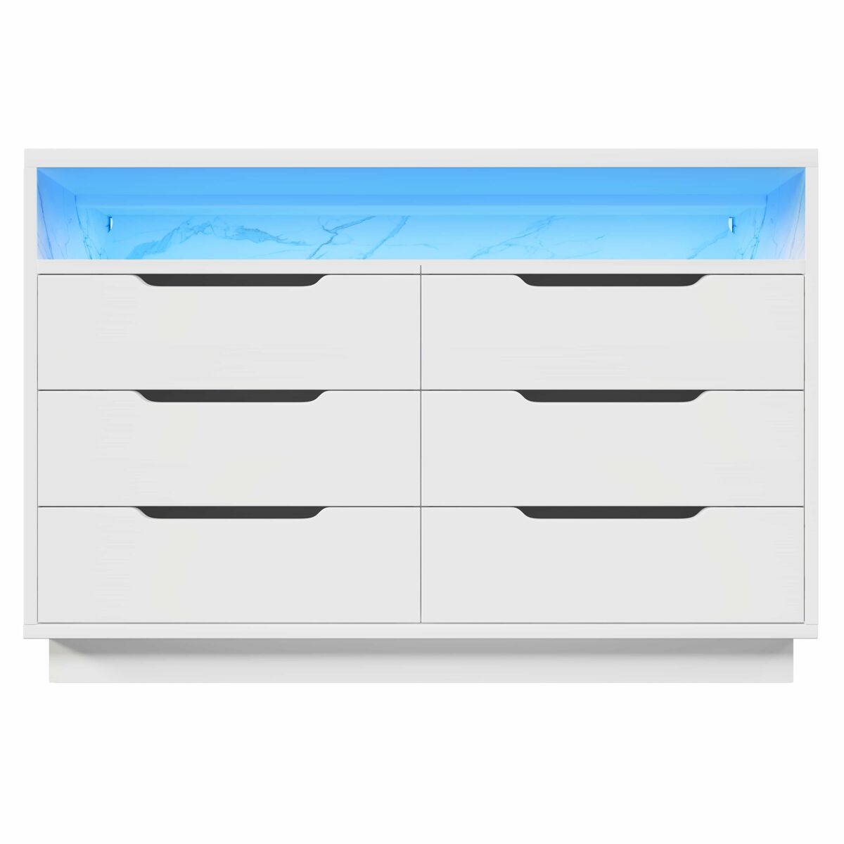 Aparador 120x40x85 cm - com iluminação led, 6 gavetas, design moderno, branco
