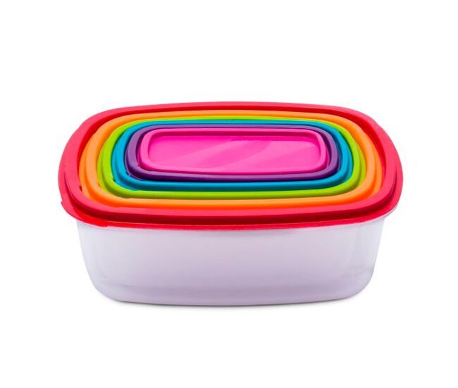 Conjunto com 6 recipientes para armazenamento de alimentos
