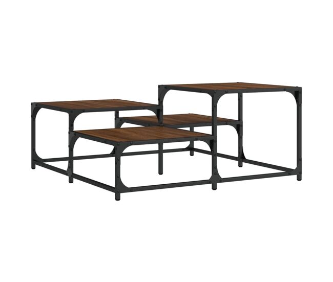 Mesa de centro, mesa baixa, 87,5x87,5x40 cm derivados madeira carvalho castanho