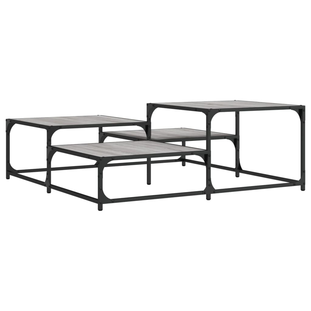 Mesa de centro, mesa baixa, 107x107x40 cm derivados de madeira cinza sonoma