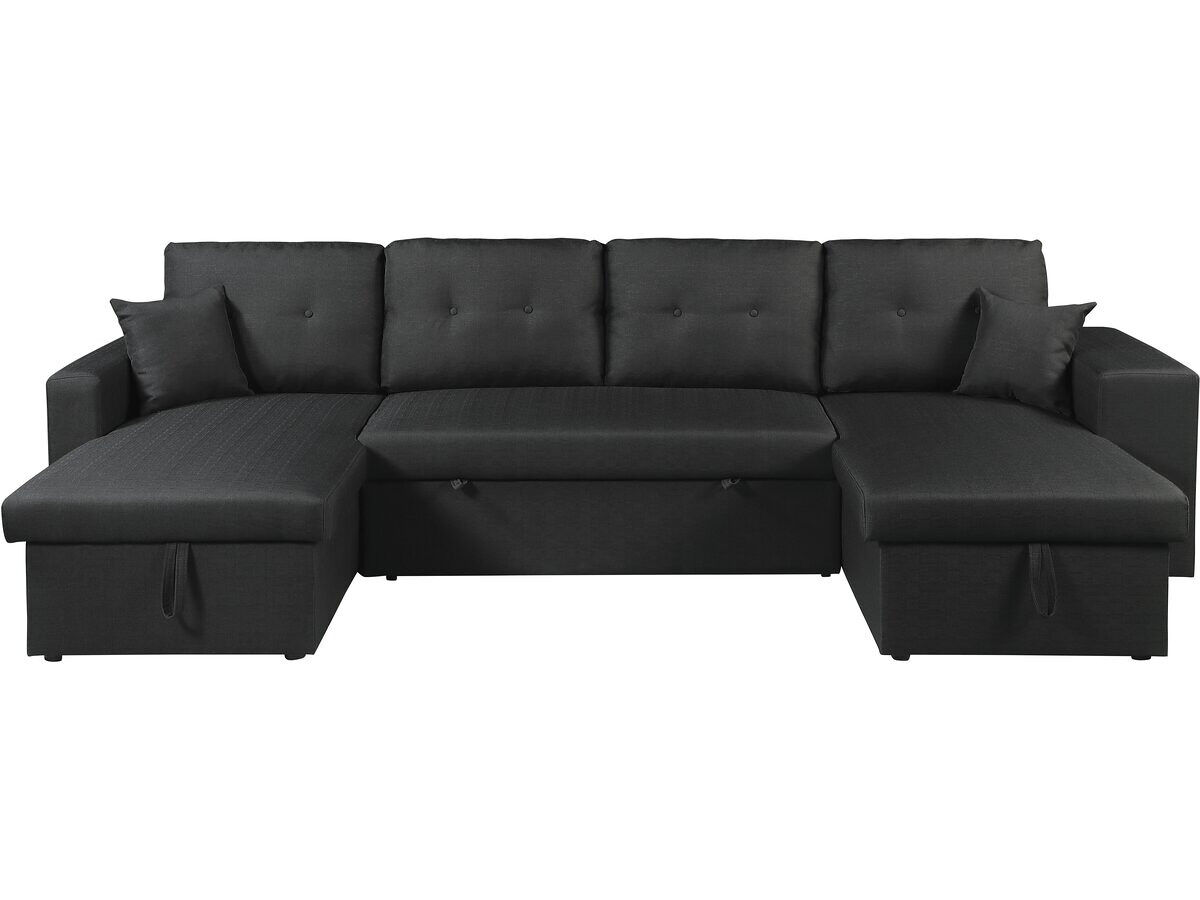 Canapé panoramique convertible en tissu "Axel" - 4 places - noir
