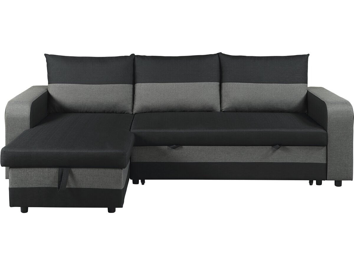 Canapé d'angle réversible/convertible en tissu "Victor" - 4 places - Noir
