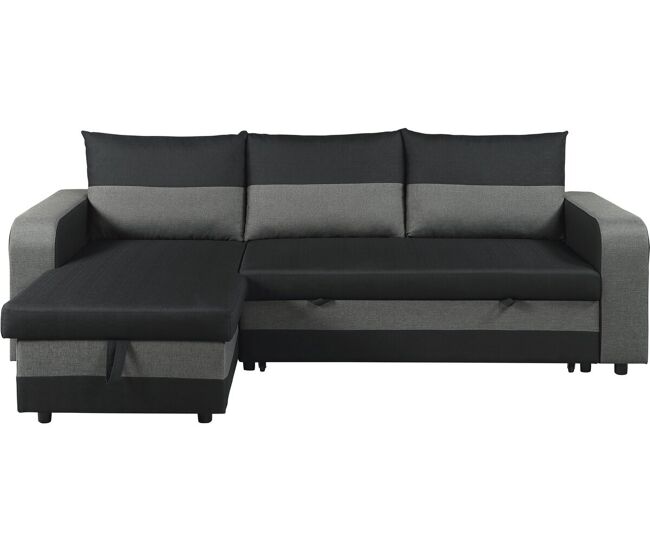 Canapé d'angle réversible/convertible en tissu "Victor" - 4 places - Noir