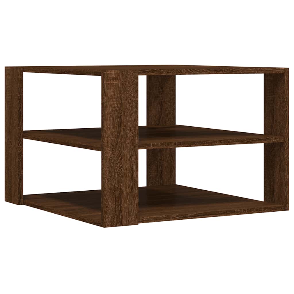 Mesa de centro, mesa baixa, 58x58x40cm derivados madeira carvalho castanho