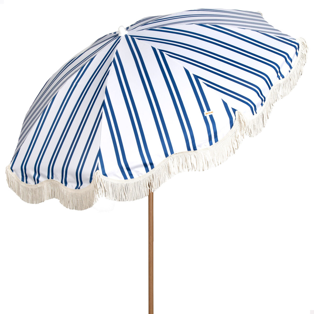 Aktive guarda-sol de praia, 8 varetas, 200 cm, listrado com franjas