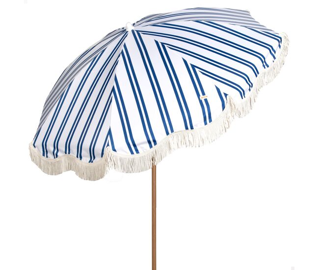 Aktive guarda-sol de praia, 8 varetas, 200 cm, listrado com franjas