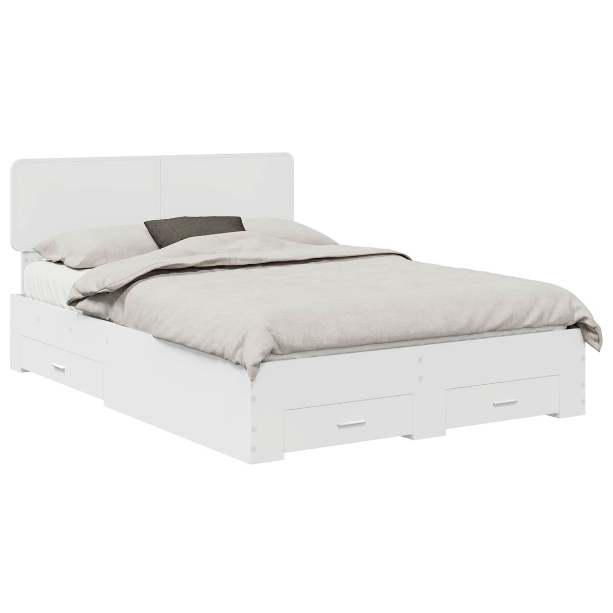 Estrutura de cama de casal moderno - branco 160 x 200 cm madeira processada
