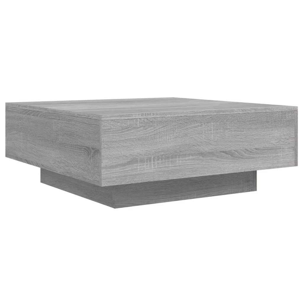 Mesa de centro, mesa baixa, 80x80x31 cm contraplacado cinzento sonoma