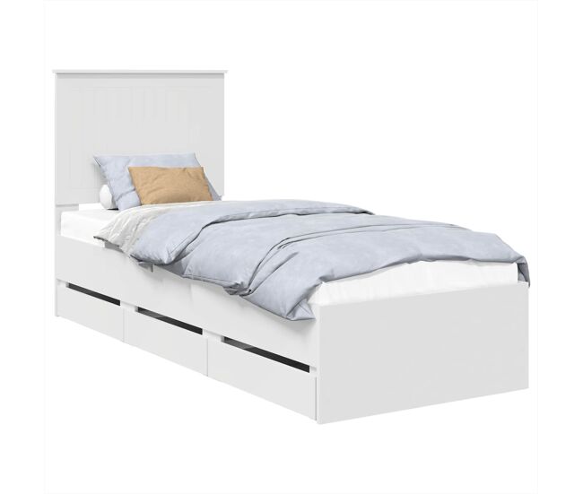 Estrutura de cama de solteiro para adultos branco 75 x 190 cm madeira de engenharia
