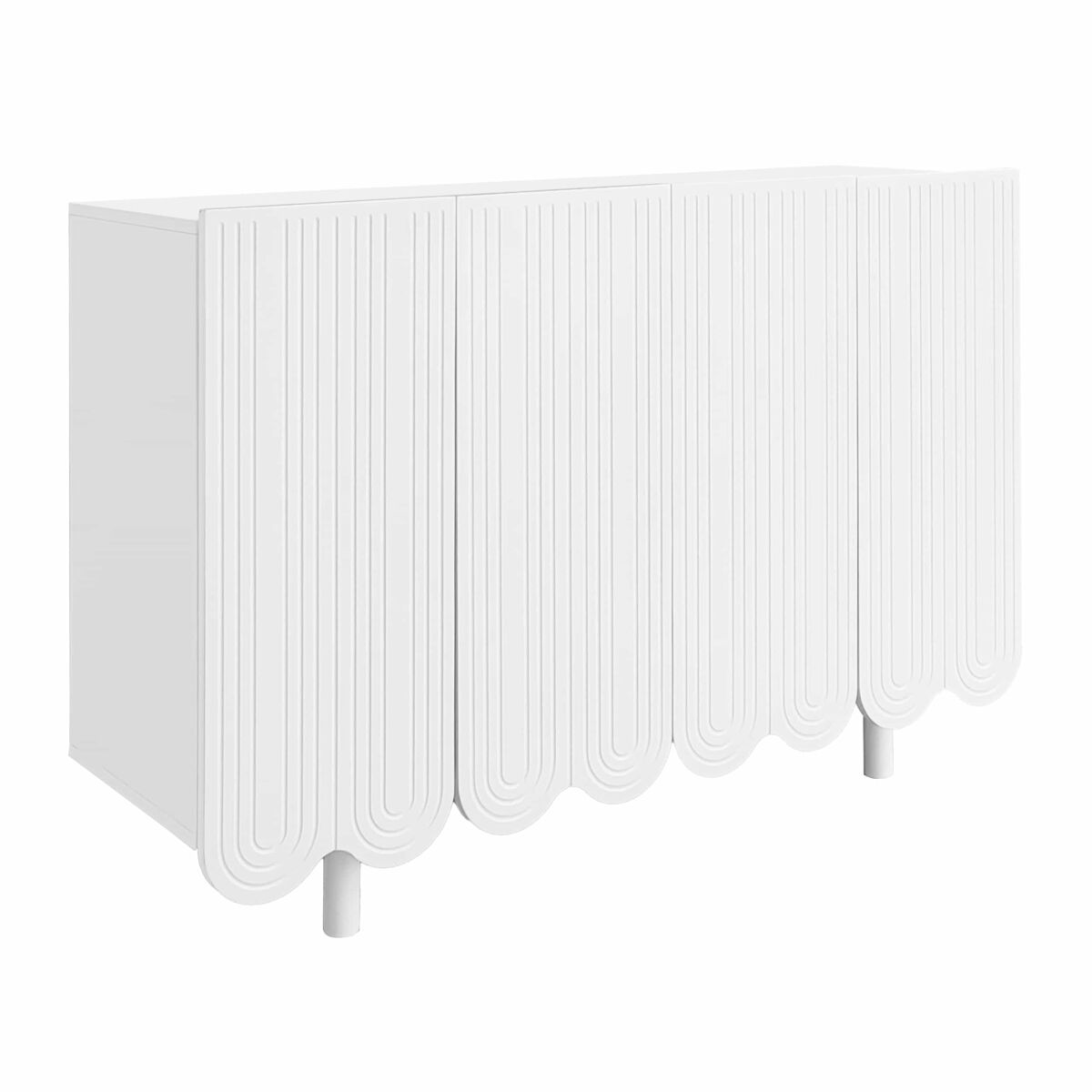 Aparador moderno - 4 portas em u com prateleiras - branco