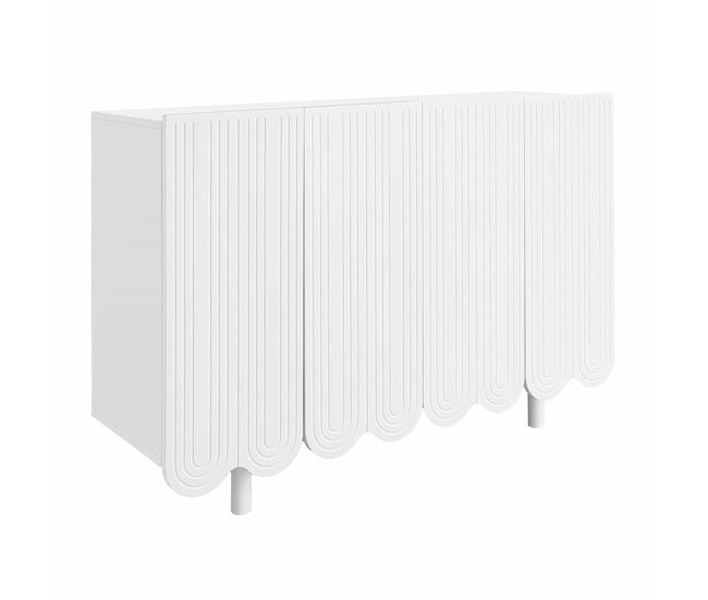 Aparador moderno - 4 portas em u com prateleiras - branco