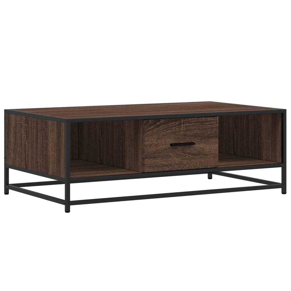 Mesa de centro, mesa baixa, 100x57x35 cm deriv. madeira/metal carvalho castanho