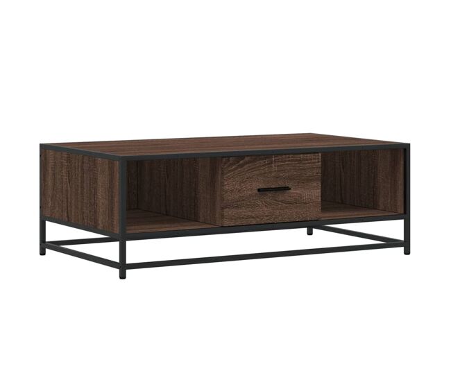 Mesa de centro, mesa baixa, 100x57x35 cm deriv. madeira/metal carvalho castanho