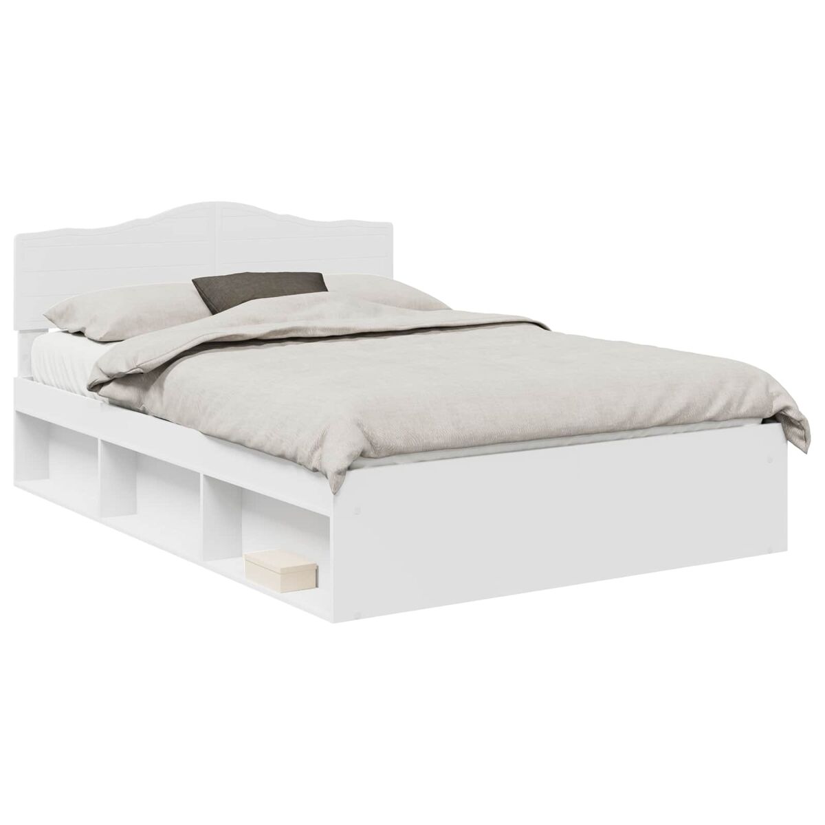 Estrutura da cama de casal simple com cabeceira branco 140 x 190 cm