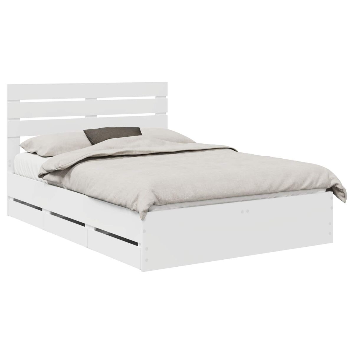 Estrutura de cama de casal moderno - branco 160 x 200 cm madeira de engenharia