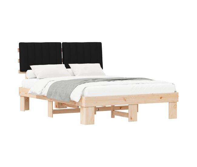 Estrutura de cama de casal moderno com cabeceira estofada preto 135 x 190 cm
