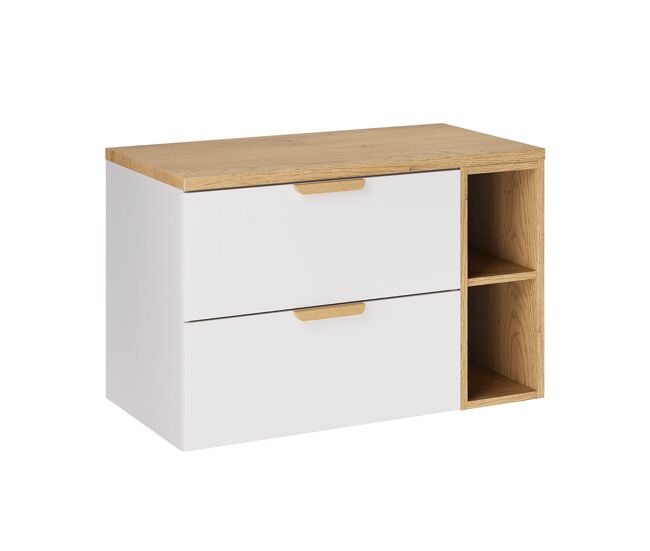 Móvel de lavatório oria 2 nichos 80cm blanc mate