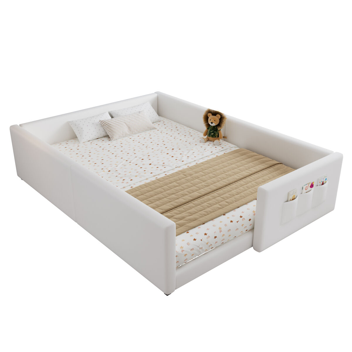 Cama de criança,cama de casal de pu 140x200 cm,branco