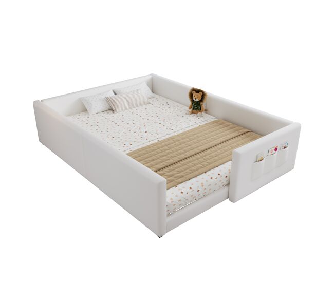 Cama de criança,cama de casal de pu 140x200 cm,branco