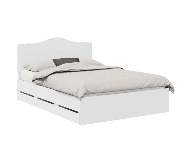 Estrutura de cama de casal moderno - branco 150 x 200 cm madeira de engenharia
